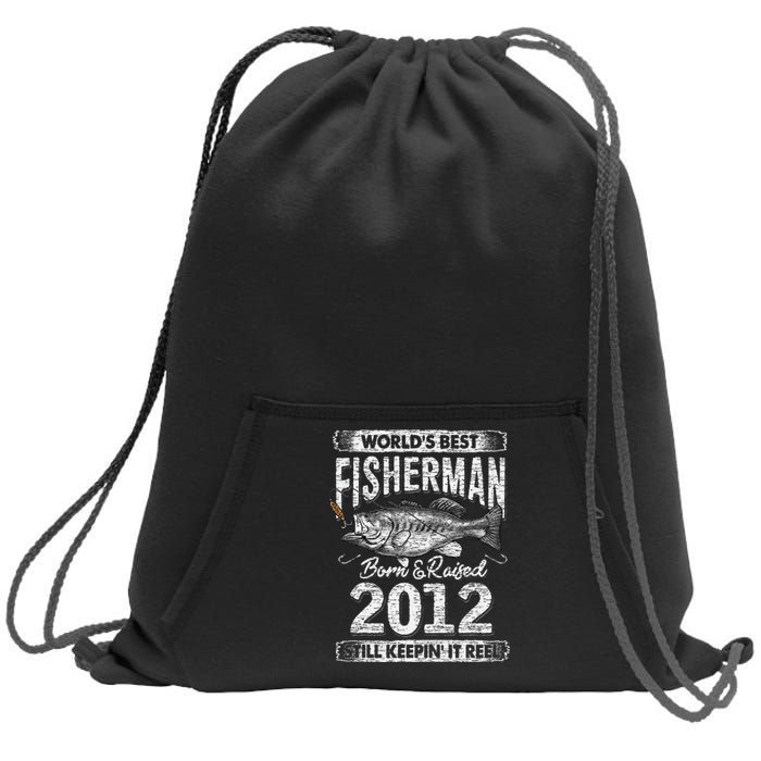 9 Years Old Fisherman Born In 2012 Fisherman 9th Birthday Gift Sweatshirt Cinch Pack Bag