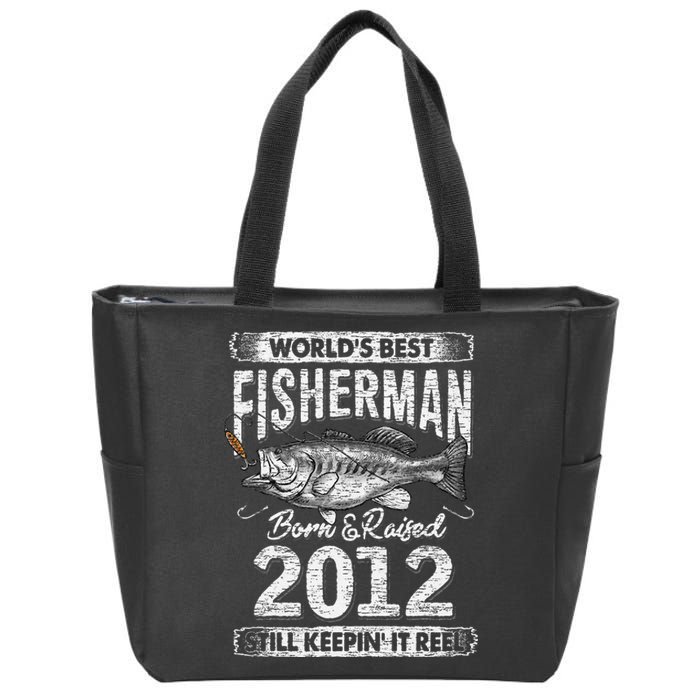 9 Years Old Fisherman Born In 2012 Fisherman 9th Birthday Gift Zip Tote Bag