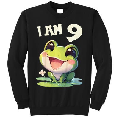 9 Years Old 9 Birthday Frogs Girl Frog Sweatshirt