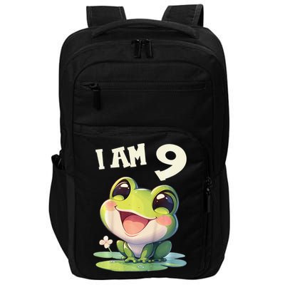 9 Years Old 9 Birthday Frogs Girl Frog Impact Tech Backpack