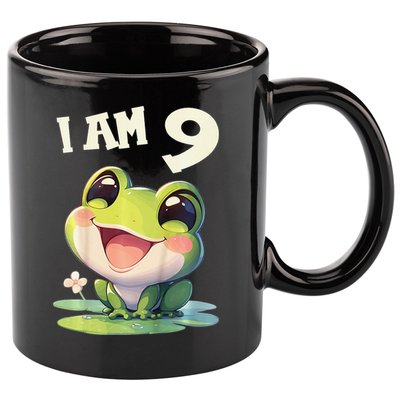 9 Years Old 9 Birthday Frogs Girl Frog 11oz C Handle Ceramic Mug