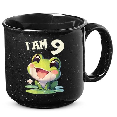 9 Years Old 9 Birthday Frogs Girl Frog 15oz Campfire Ceramic Mug