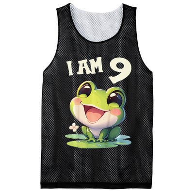 9 Years Old 9 Birthday Frogs Girl Frog Mesh Reversible Basketball Jersey Tank