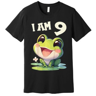9 Years Old 9 Birthday Frogs Girl Frog Premium T-Shirt