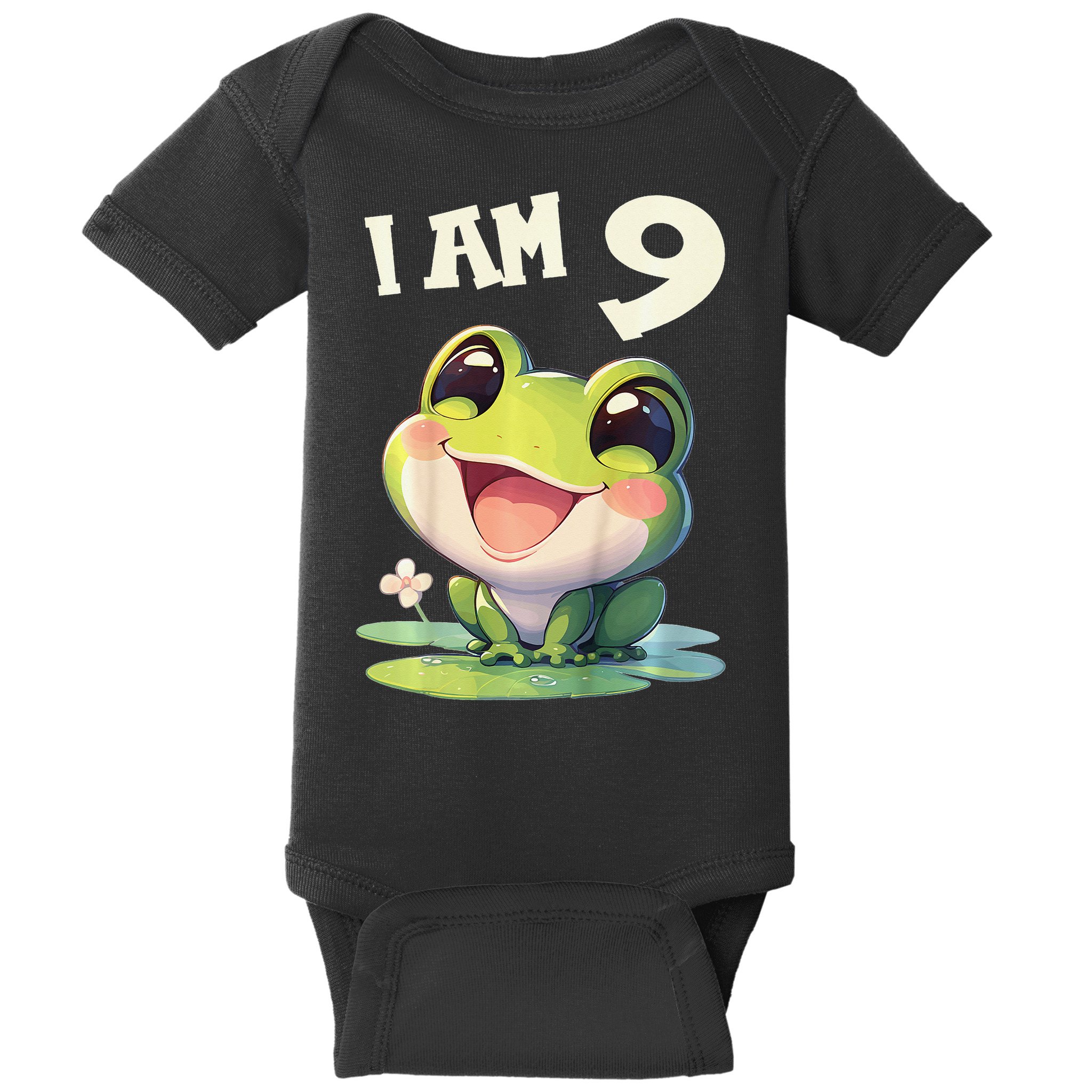 9 Years Old 9 Birthday Frogs Girl Frog Baby Bodysuit
