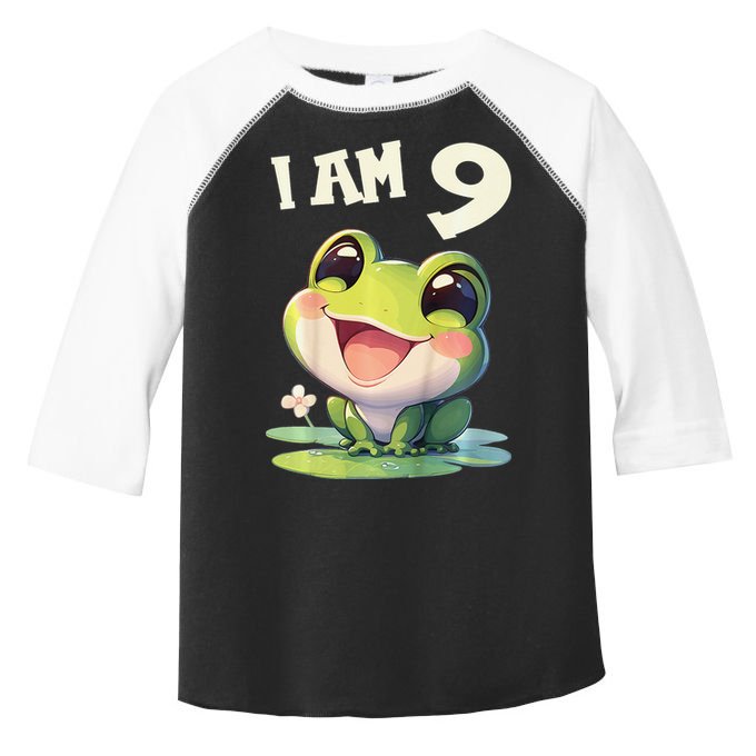 9 Years Old 9 Birthday Frogs Girl Frog Toddler Fine Jersey T-Shirt