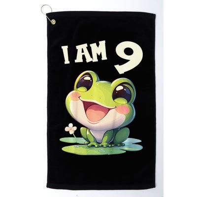 9 Years Old 9 Birthday Frogs Girl Frog Golf Towel