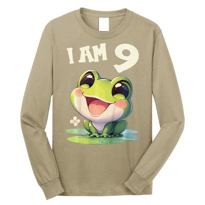 9 Years Old 9 Birthday Frogs Girl Frog Long Sleeve Shirt