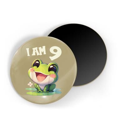 9 Years Old 9 Birthday Frogs Girl Frog Magnet