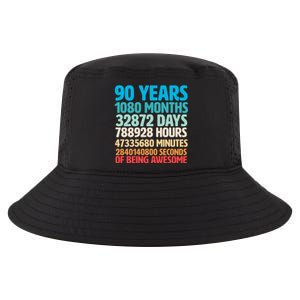 90 Years Of Being Awesome 90th Birthday Time Breakdown Cool Comfort Performance Bucket Hat