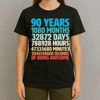 90 Years Of Being Awesome 90th Birthday Time Breakdown T-Shirt