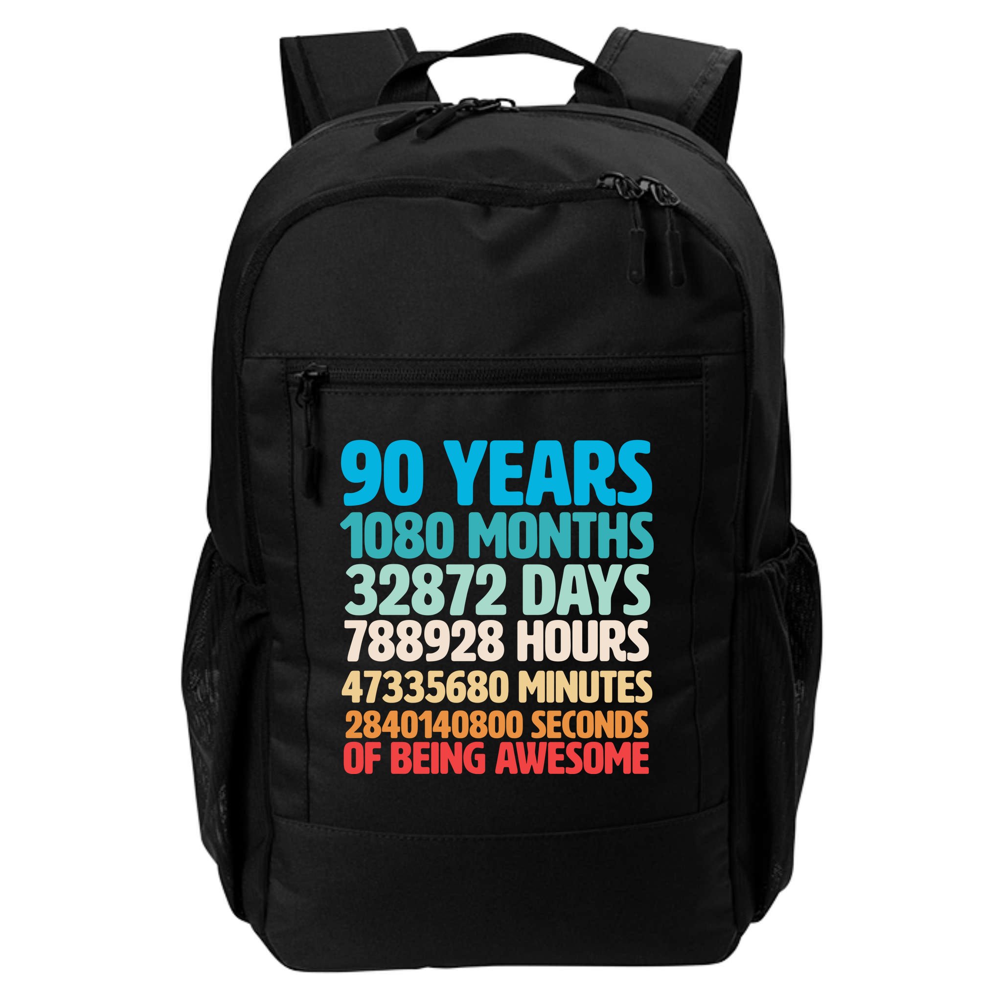 90 Years Of Being Awesome 90th Birthday Time Breakdown Backpack