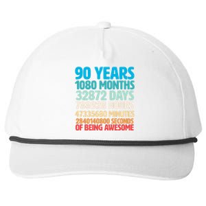 90 Years Of Being Awesome 90th Birthday Time Breakdown Snapback Five-Panel Rope Hat