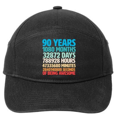 90 Years Of Being Awesome 90th Birthday Time Breakdown 7-Panel Snapback Hat