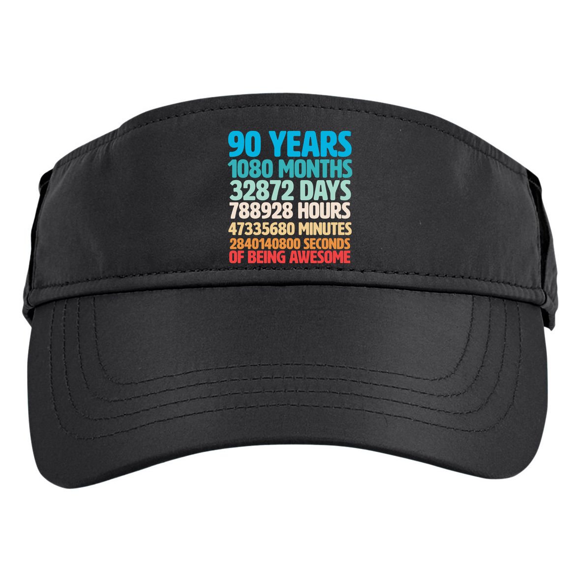 90 Years Of Being Awesome 90th Birthday Time Breakdown Adult Drive Performance Visor