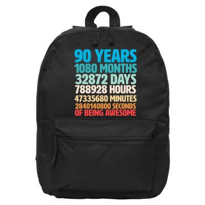 90 Years Of Being Awesome 90th Birthday Time Breakdown 16 in Basic Backpack