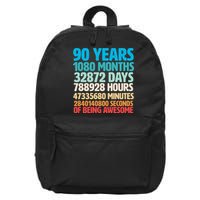 90 Years Of Being Awesome 90th Birthday Time Breakdown 16 in Basic Backpack