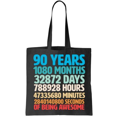 90 Years Of Being Awesome 90th Birthday Time Breakdown Bag