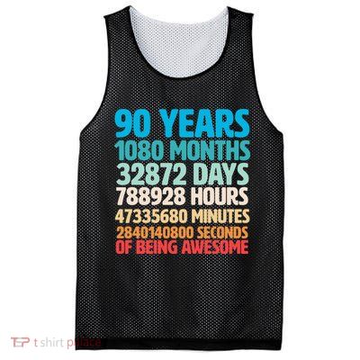 90 Years Of Being Awesome 90th Birthday Time Breakdown Mesh Reversible Basketball Jersey Tank