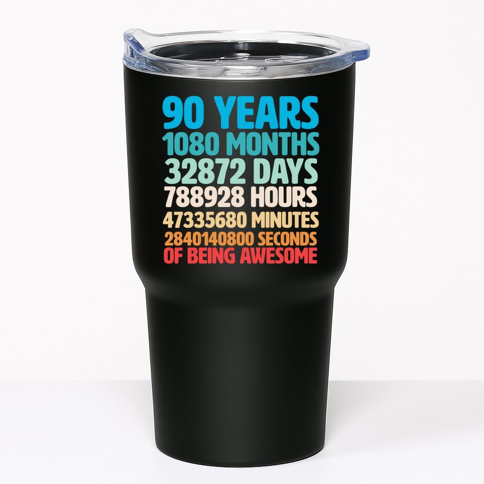 90 Years Of Being Awesome 90th Birthday Time Breakdown Tumbler