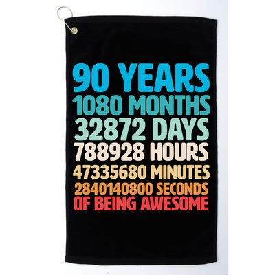 90 Years Of Being Awesome 90th Birthday Time Breakdown Golf Towel