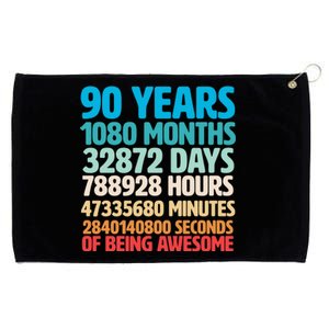 90 Years Of Being Awesome 90th Birthday Time Breakdown Grommeted Golf Towel