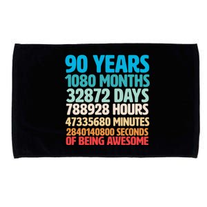 90 Years Of Being Awesome 90th Birthday Time Breakdown Microfiber Hand Towel