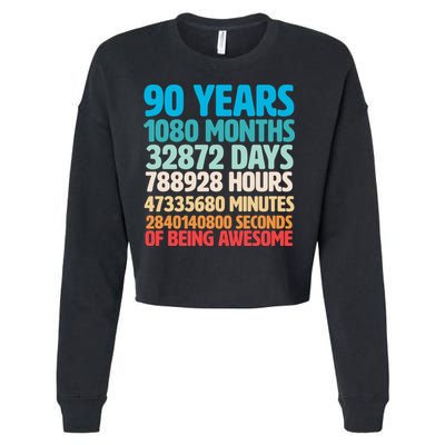 90 Years Of Being Awesome 90th Birthday Time Breakdown Cropped Pullover Crew