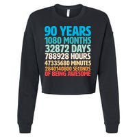 90 Years Of Being Awesome 90th Birthday Time Breakdown Cropped Pullover Crew