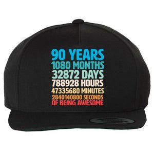 90 Years Of Being Awesome 90th Birthday Time Breakdown Wool Snapback Cap