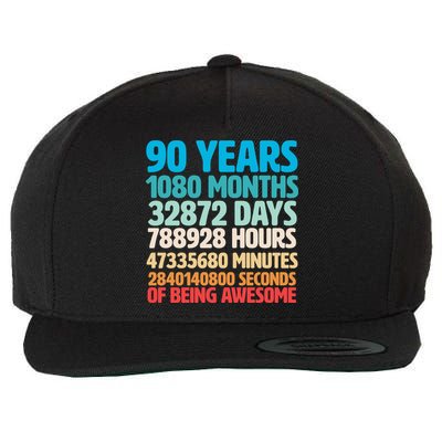 90 Years Of Being Awesome 90th Birthday Time Breakdown Wool Snapback Cap