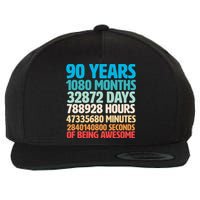 90 Years Of Being Awesome 90th Birthday Time Breakdown Wool Snapback Cap