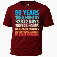 90 Years Of Being Awesome 90th Birthday Time Breakdown Cooling Performance Crew T-Shirt