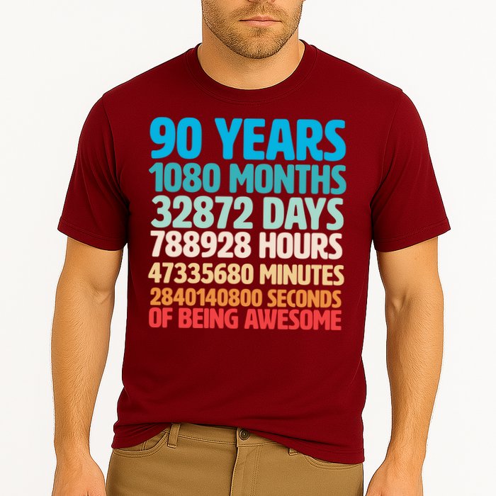 90 Years Of Being Awesome 90th Birthday Time Breakdown Cooling Performance Crew T-Shirt