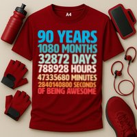 90 Years Of Being Awesome 90th Birthday Time Breakdown Cooling Performance Crew T-Shirt
