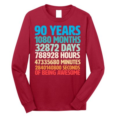 90 Years Of Being Awesome 90th Birthday Time Breakdown Long Sleeve Shirt
