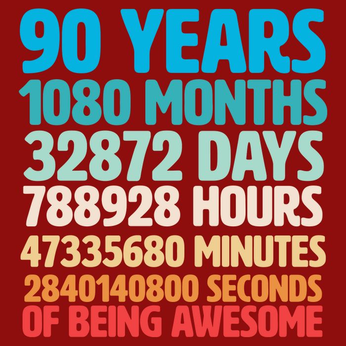 90 Years Of Being Awesome 90th Birthday Time Breakdown Long Sleeve Shirt