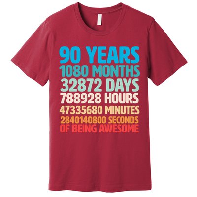 90 Years Of Being Awesome 90th Birthday Time Breakdown Premium T-Shirt