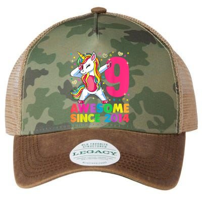 9 Years Old Unicorn Dabbing 9th Birthday Girl Unicorn Party T Legacy Tie Dye Trucker Hat