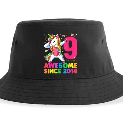 9 Years Old Unicorn Dabbing 9th Birthday Girl Unicorn Party T Sustainable Bucket Hat