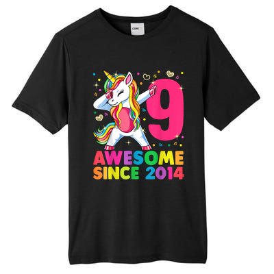 9 Years Old Unicorn Dabbing 9th Birthday Girl Unicorn Party T Tall Fusion ChromaSoft Performance T-Shirt