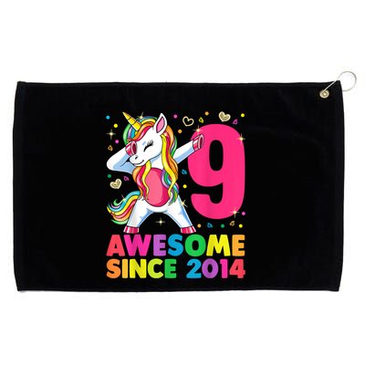 9 Years Old Unicorn Dabbing 9th Birthday Girl Unicorn Party T Grommeted Golf Towel