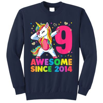 9 Years Old Unicorn Dabbing 9th Birthday Girl Unicorn Party T Tall Sweatshirt