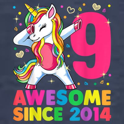 9 Years Old Unicorn Dabbing 9th Birthday Girl Unicorn Party T T-Shirt