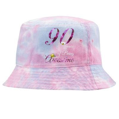 90 Year Old Shirt Awesome Floral 1933 90th Birthday Gift Tie-Dyed Bucket Hat