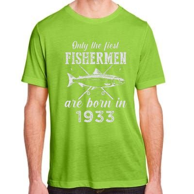 90 Year Old Fisherman Fishing Born In 1933 90th Birthday Adult ChromaSoft Performance T-Shirt