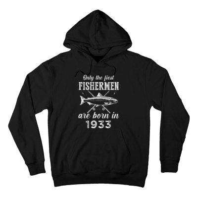 90 Year Old Fisherman Fishing Born In 1933 90th Birthday Hoodie