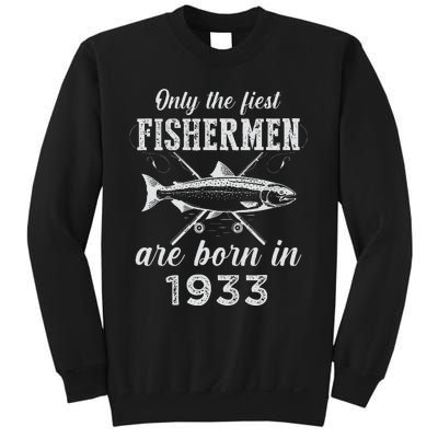 90 Year Old Fisherman Fishing Born In 1933 90th Birthday Sweatshirt