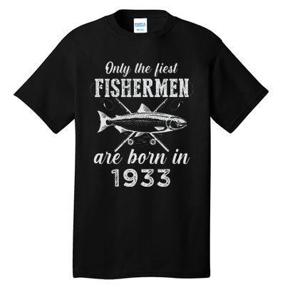 90 Year Old Fisherman Fishing Born In 1933 90th Birthday Tall T-Shirt