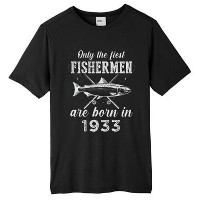 90 Year Old Fisherman Fishing Born In 1933 90th Birthday Tall Fusion ChromaSoft Performance T-Shirt